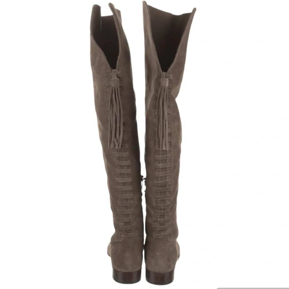 Frye Tina Tassel Lace Up Over the Knee Boots Size 6